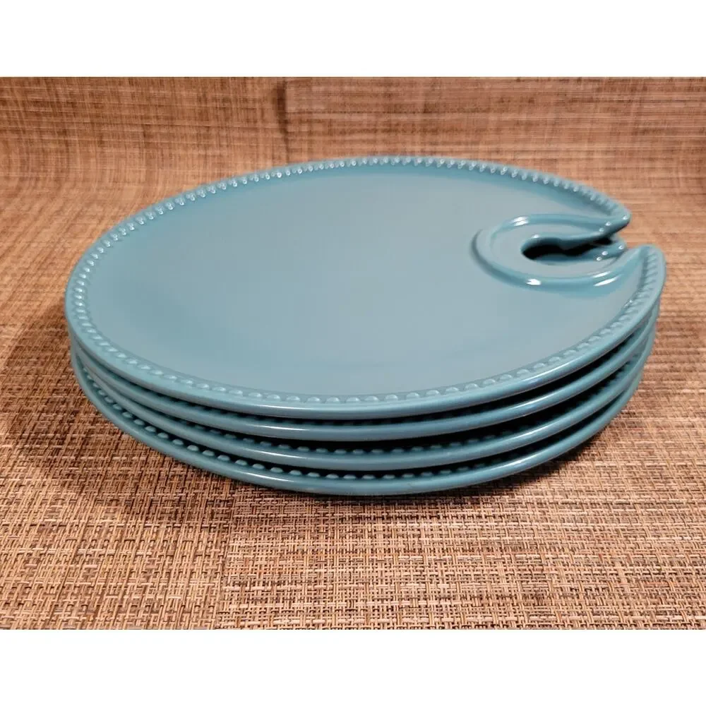Pavillion Aqua Snack Plates Set Of 4, A Princess House Exclusive